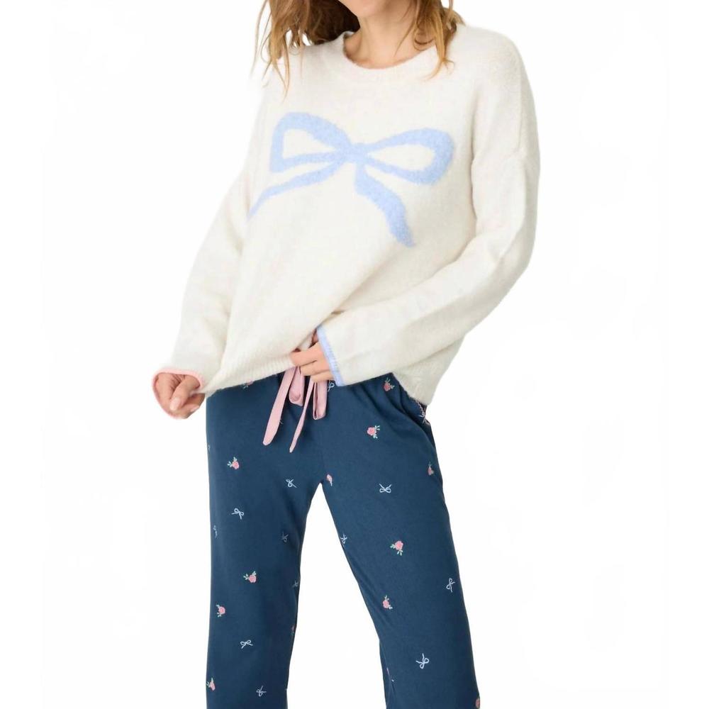 NEW PJ SALVAGE english rose bow snuggle sweater in ivory